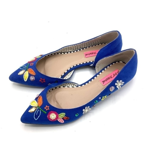 Betsey Johnson  Cypress Blue Beaded‎ Embellished Flats Size 6.5 - Picture 8 of 16